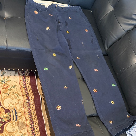Polo Ralph Lauren Navy Chinos with Colorful Embroidery